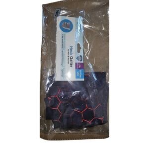 Boomer Naturals Neck Gaiter Black Red Hexagon Face Mask L/XL New #682